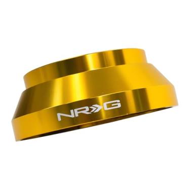 Imagem de NRG Innovations Cubo curto para volante estilo corrida, eixo de direção de alumínio bloqueável, adaptador de liberação rápida padrão de parafuso de 6 x 70 mm, para Chevy/Cadillac/Pontiac 03-14, ouro