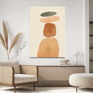 Imagem de Quadro Decorativo Para Sala Quarto Hall 130x90 Abstrato Bege Marrom Pedras