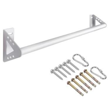 Imagem de Purife Barra de puxar montada na parede branca para casa interna, barras de puxar para treinamento de força resistente, barra de pendurar na parede, teto ou viga, barras de queixo resistentes de metal