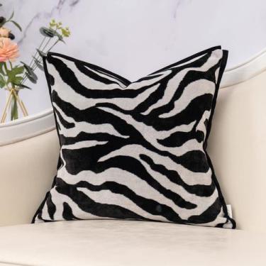 Imagem de Capa de travesseiro Yangest Black Square Cut Velvet Zebra Print 45x45c