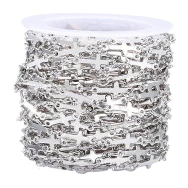 Imagem de Baoblaze Correntes para fazer joias, colar de cruz, moda, 5M, faça você mesmo, corrente de crucifixo para brincos, pulseiras, bolsa, decoração, tornozeleiras