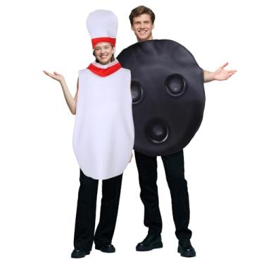 Imagem de Newcotte Conjunto de 2 peças engraçadas de fantasia de boliche para o Dia das Bruxas para casais, fantasias hilárias de cosplay para festas de Halloween, apresentações de palco, bailes de máscaras