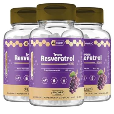 Imagem de Resveratrol Trans Resveratrol 100mg 60 Cápsulas Kit 3 (POTES) - Materia Prima Importada - 4 Health