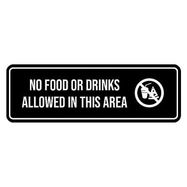 Imagem de Signs ByLITA Placa padrão sem alimentos ou bebidas permitidos nesta área para porta ou parede | Placa de fácil instalação (preto) - Pequeno pacote com 2