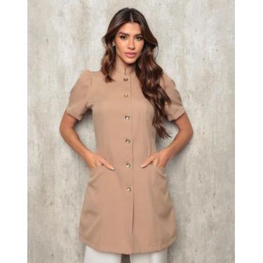 Imagem de Jaleco Feminino Bege Manga Curta Isabela - Gardenia Jalecos, M