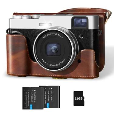 Imagem de Câmera digital SIXTARY 4K 48MP com estojo de couro, cartão de 32 GB e 
