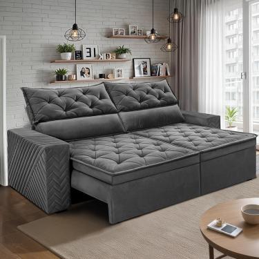 Imagem de Sofá Retrátil E Reclinável 2,00m Essence. Velusoft Cama Inbox Cinza