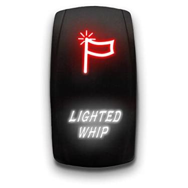 Imagem de Lanterna iluminada - vermelho/branco - interruptor de luz dupla - basculante LED gravado a laser STARK - 20A 12V ON/OFF 5 pinos