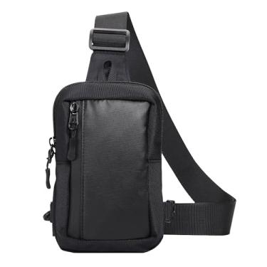 Imagem de Peicees Mini bolsa transversal para homens, bolsa tiracolo fina, impermeável, pochete leve para celular, pequena (preto)