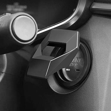 Imagem de Ramecar Capa universal de botão de partida/parada do motor em liga de alumínio, acabamento de controle de energia do carro para Honda Civic Accord CRV XRV Dodge Challenger Charger Toyota CHR (preto)
