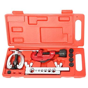 Imagem de Kit de ferramentas de alargamento duplo, 7 moldes com dobrador de tubulação (ferramenta flare) e cortador de tubo (1/20.3 cm a 1-1/20.3 cm polegadas/3-30 mm) para linha de freio automotivo cobre latão