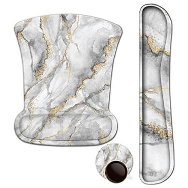Imagem de ARTSO Descanso de pulso para teclado e mouse pad com suporte de pulso, mouse pad ergonômico, durável e confortável para facilitar o alívio da dor, conjunto de mouse de teclado de espuma de memória,