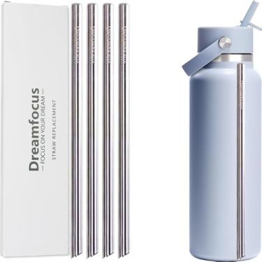 Imagem de Dreamfocus Palha de metal de substituição de aço inoxidável para garrafa de boca larga Hydro Flask 1,134 g pacote com 4
