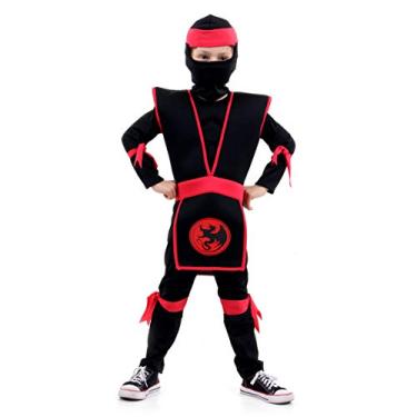 Imagem de Fantasia Ninja Preto/vermelho Infantil 923105-g Sulamericana Fantasias Preto/vermelho G 10/12 Anos