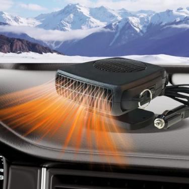 Imagem de Aquecedor de carro, ar condicionado de 200W 12V para carro, aquecedor portátil de carro para veículo 2 em 1 ventilador de aquecimento descongelador descongelador ventiladores de resfriamento aquecedor
