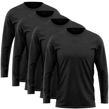 Imagem de Kit 4 Camisetas Manga Longa Proteção Solar Uv50 Ice Tecido Gelado 4 Preta-Masculino