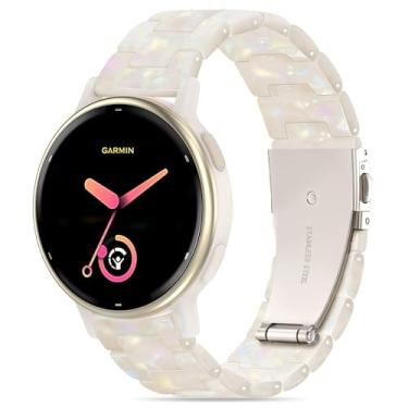 Imagem de Pulseira de relógio de resina compatível com Garmin Vivoactive 5, pulseira de 20 mm compatível com Garmin Vivoactive 6/3/Forerunner 245/165/55/570 42 mm/645 pulseira de substituição com fivela de aço