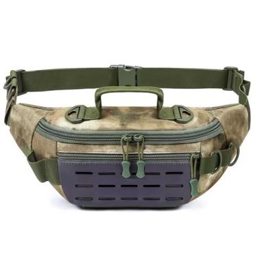 Imagem de Pochete tática para homens e mulheres, bolsa de cintura militar Molle, bolsa utilitária, cinto de quadril, bolsas transversais para ciclismo, caminhadas, pesca, camuflagem feixu