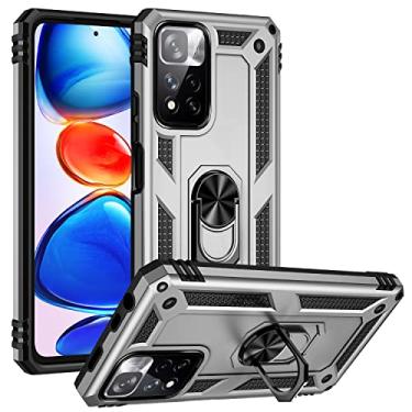 Imagem de SORAKA Capa para Xiaomi Redmi Note 11 Pro+ 5G com suporte de anel invisível e placa de metal para montagem magnética em carro Capa rígida para PC Capa Xiaomi Redmi Note 11 Pro Plus 5G Capa