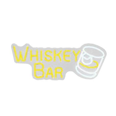 Imagem de Bothyi Letreiro de LED ''Whiskey Bar'' com alimentação USB, acessórios para fotos, decoração de abertura de empresa, lâmpada de fundo