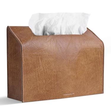 Imagem de Capa de couro Jaenna para caixa de toalha de mão de papel descartável, compatível com toalha de mão de papel Kleenex (1-cáqui)