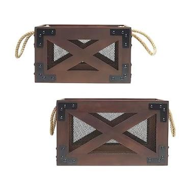 Imagem de Mikasa Caixas de armazenamento de madeira com acabamento natural