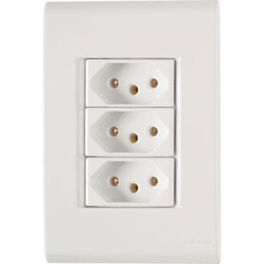 Imagem de Conjunto Liz Branco 4x2 com 3 Tomadas 2P+T de 10 Ampères e 250 Volts - 57170076 - TRAMONTINA