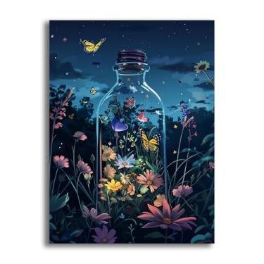 Imagem de Kaliosy Kits de arte de diamante 5D para adultos, kit de flores de borboleta por número, pintura de diamante, arte de flores, faça você mesmo, broca completa, cristal, artesanato, ponto cruz