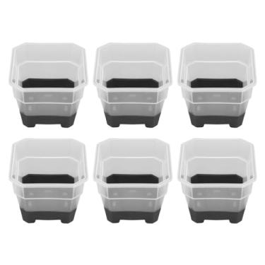 Imagem de Pissente Vaso para Plantas Vaso para Viveiro Vaso para Mudas 3,5 Polegadas Quadrado Silicone Transparente Reutilizável Com Furos de Drenagem para Mudas Plantas Suculentas Estacas (BLACK)