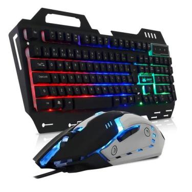 Imagem de Kit Teclado Multimídia Membrana e Mouse Gamer Iluminação RGB Pro Gamin