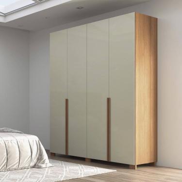 Imagem de Guarda Roupa Roupeiro W204 180cm 4 Portas e 2 Gavetas Freijó Off White Dalla Costa