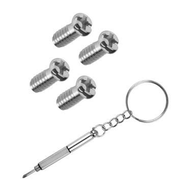 Imagem de Glintbay Conjunto de 4 parafusos Phillips planos e 1 peça de chave de fenda multifuncional para óculos de sol RayBan RB3543/RB3476/RB3530/RB4175/RB8301/RB3016/RB3498