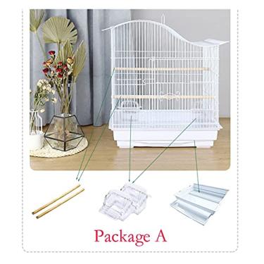Imagem de Gaiola de pássaro gaiola de pássaro com gaveta tipo bandeja de limpeza gaiola de papagaio pérola pássaro animal de estimação gaiola ornamental gaiola de reprodução ninho de pássaro (cor: A)