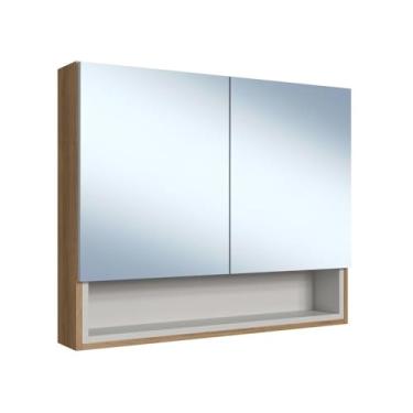 Imagem de Armário Espelheira para Banheiro 2 Portas 1 Nicho Mel/arenas Helena Es8240 - Faema Móveis