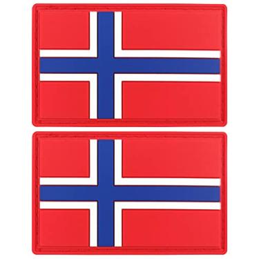 Imagem de JBCD Patch de bandeira da Noruega Patch tático norueguês - Patch de gancho e laço de borracha PVC, pacote com 2
