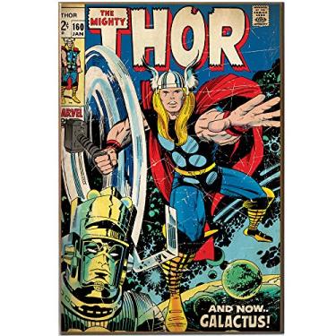 Imagem de Silver Buffalo MV2736 Marvel The Mighty Thor e Galactus Placa de arte de parede, 33 x 48 cm