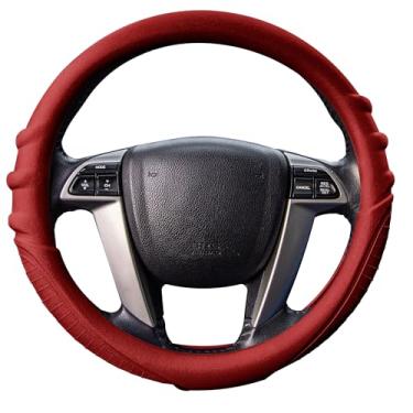 Imagem de FH Group Capa de volante de silicone de ajuste universal com aderência e padrão de aderência massageadora serve na maioria dos carros, SUVs, caminhões e vans vinho