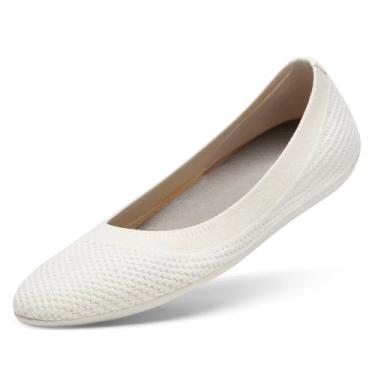 Imagem de Allbirds Tênis feminino Tree Breezer, sapatilha de balé de malha, sem cadarço para o dia a dia, lavável na máquina, feito com materiais naturais, Branco natural (sola branca natural), 38