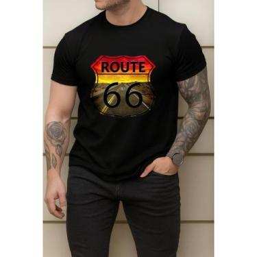 Imagem de Camisa Masculina Estampada Route 66 Algodão Premium Estilosa - Versitz