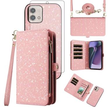 Imagem de Asuwish Capa de celular para Motorola Moto G Stylus 5G 2023 com zíper carteira magnética destacável com protetor de tela de vidro temperado e suporte de glitter celular GStylus G5 XT2317DL XT2315-5