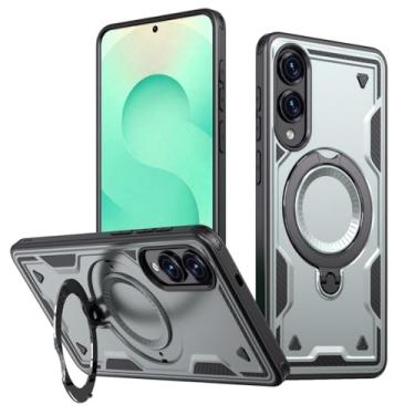 Imagem de YOGISU Capa protetora com anel magnético de metal e adsorção para Galaxy S23+ com carregamento sem fio (para Galaxy S23+/cinza)