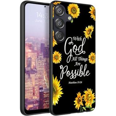 Imagem de RAUEDWDJS Capa de TPU macio para Samsung Galaxy S25 FE, ajuste fino, antiarranhões, antiderrapante, absorção de choque, capa protetora para Samsung S25 FE 6,7 polegadas 2025 - girassol Matthew 19:26