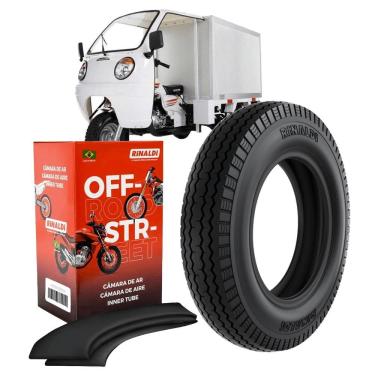 Imagem de Kit Pneu Triciclo Mcf Mca Bravax Wuyang 450-12 Ls46 Rinaldi + Camara