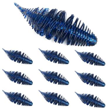 Imagem de 10 iscas de isca de natação macia, kit de iscas de pesca de plástico macio, iscas de natação com 5 cores, cauda de agulha pequena rosqueada para truta, tipo de peixe, robalo, vermelho e água doce