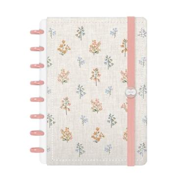Imagem de Caderno Iscool Disc Inteligente 80 Folhas Entrepontos Floral Azul e Salmão Pequeno P