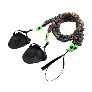 Imagem de menolana Faixa elástica de resistência para natação Powercord com pás de mão, corda elástica para exercícios de força de braço, treinamento de força de braço, Amarelo 40 Libras