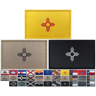 Imagem de JBCD Pacote com 3 adesivos da bandeira do Novo México - Emblema de bandeira do orgulho tático para roupas, chapéu, equipe, militar
