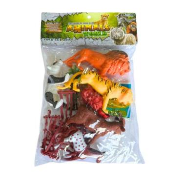 Imagem de Kit Brinquedo de Borracha Animais Selvagens 16 Peça Diversos - Elite