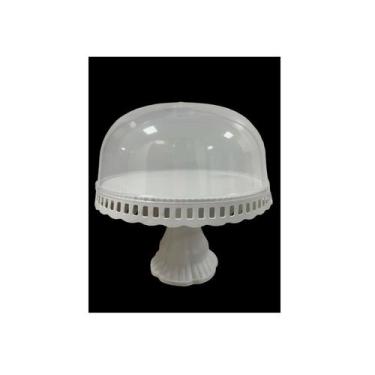 Imagem de Suporte para bolo Base para bolo com tampa de plástico de 32 cm branco