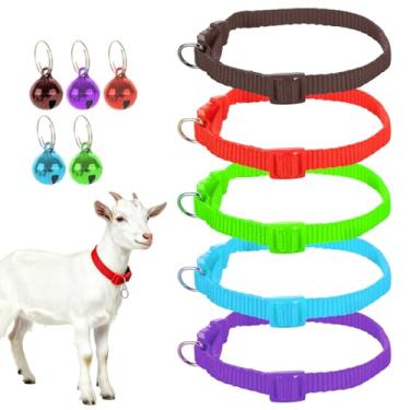 Imagem de STARVAST 15 coleiras de cabra com sinos, coleiras de pastagem de nylon ajustáveis com sinos de cobre, sino de bronze alto antiperda para animais de fazenda pequenos, incluindo cabras, ovelhas, vacas